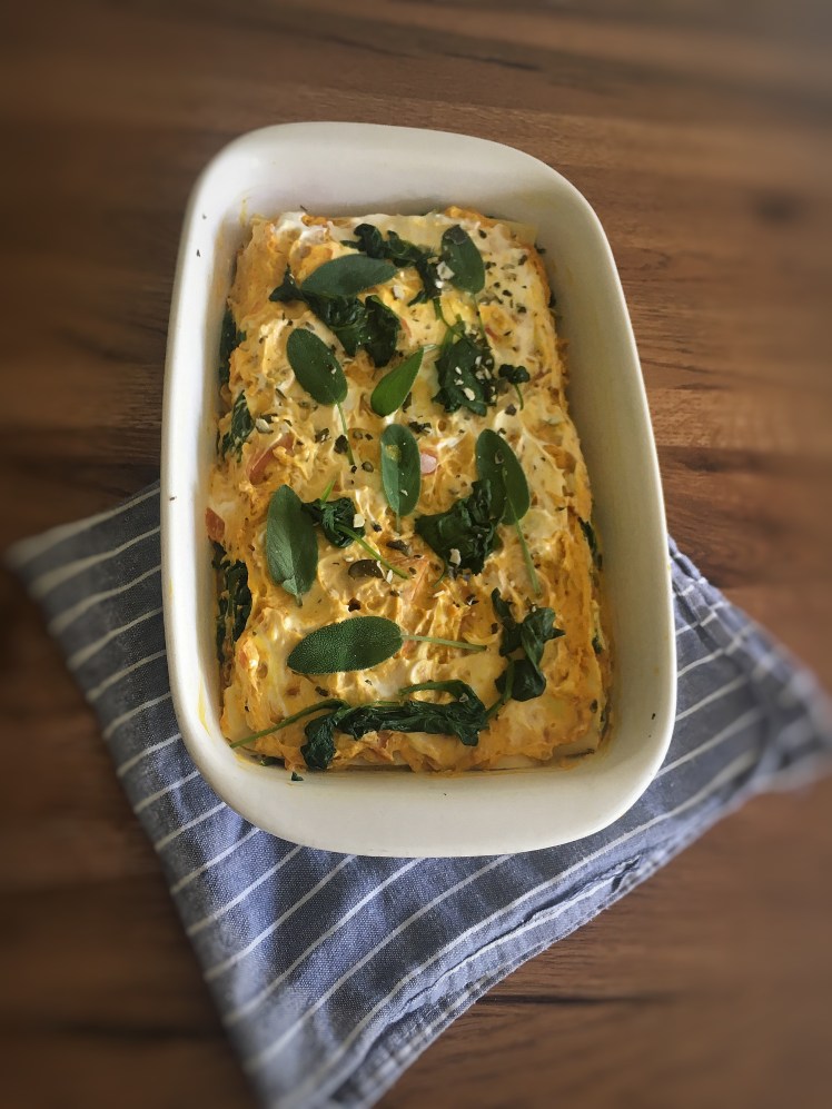 Kürbislasagne mit Spinat & Salbei